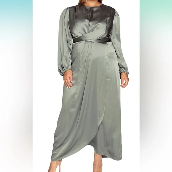 Dresses | Elegant Plus Size Empire Waist Long Sleeve Satin Maxi Dress | Poshmark Dresses | Elegant Plus Size Empire Waist Long Sleeve Satin Maxi Dress | Poshmark
